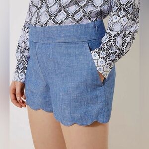 LOFT Riviera Short with scalloped hem, linen blend